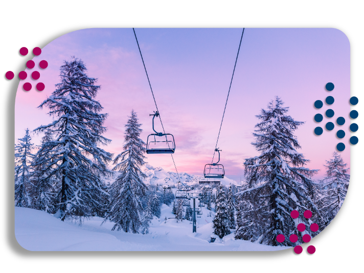 Empty ski lift at sunrise.