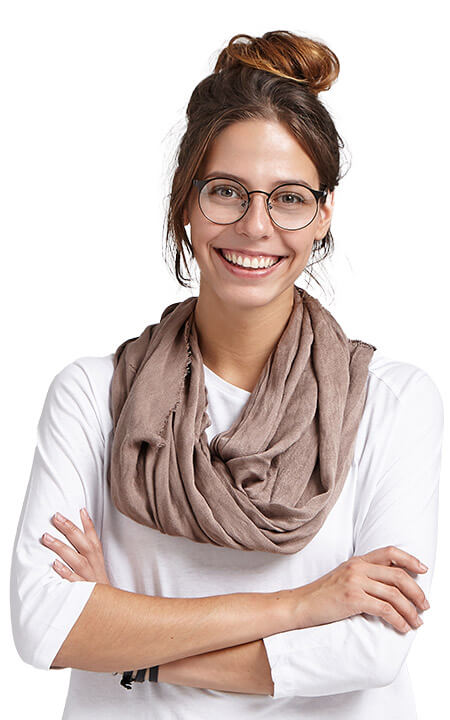 Female insurance agent looking at the camera.