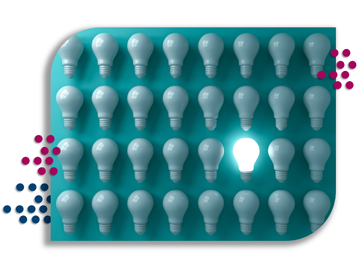 Multiple Lightbulbs with Teal Background