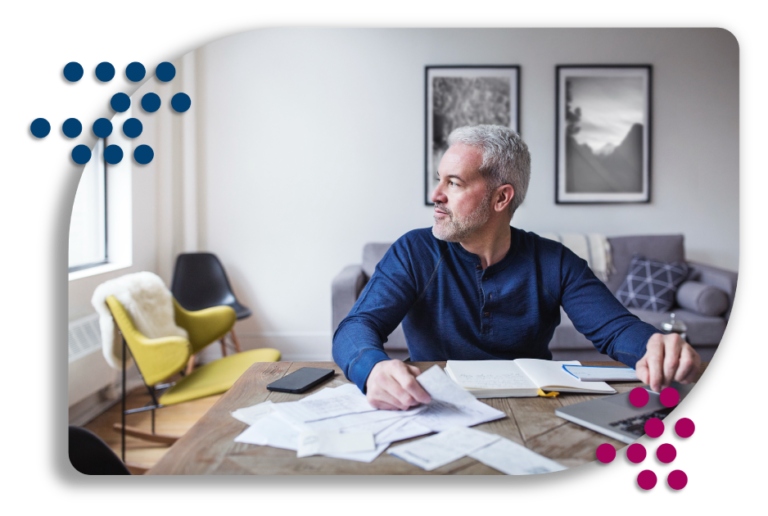 Man sitting at desk.