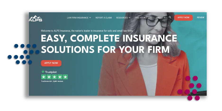 Sample law firm insurance website.